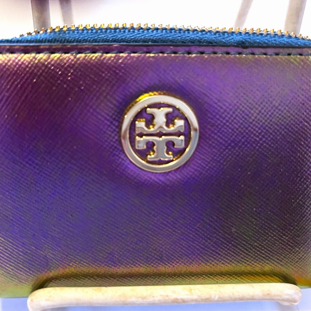 Tory Burch Robinson Ologram Zip Coin Case